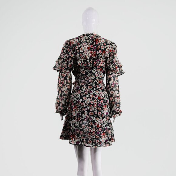 New Look Floral Print Ruffle Wrap Mini Dress Trendy - Picture 2 of 6